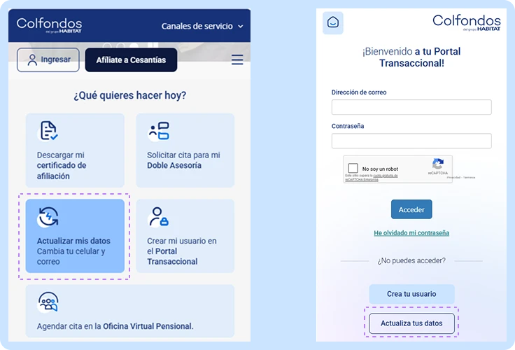Ingresa a Actualizacion de datos