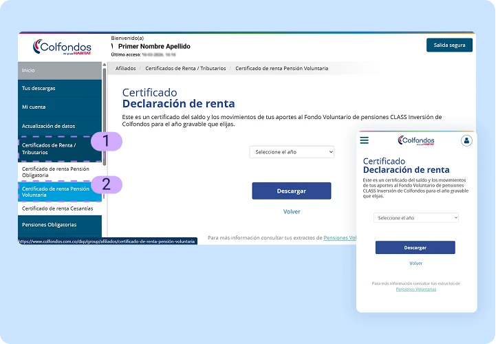 Certificado tributario Pension Voluntaria